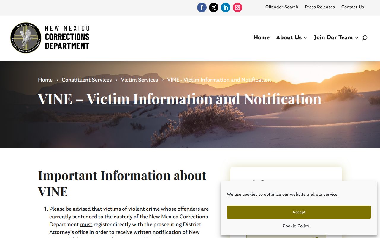 Roosevelt County VINELink inmate check New Mexico VINE service notice