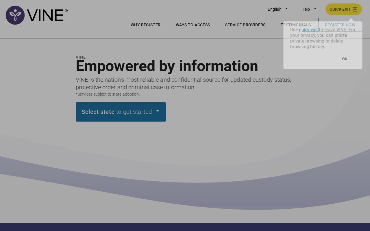 Roosevelt County VINELink release check state selection and person search